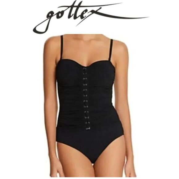 Gottex Moto Bandeau Strapless One Piece Women's Swimsuit sz 6 - Picture 1 of 8